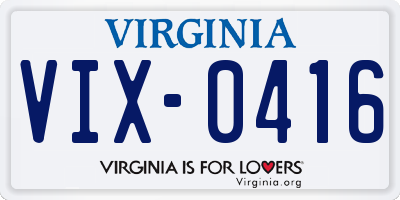 VA license plate VIX0416