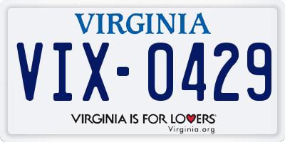 VA license plate VIX0429