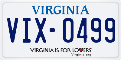 VA license plate VIX0499