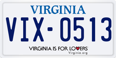 VA license plate VIX0513