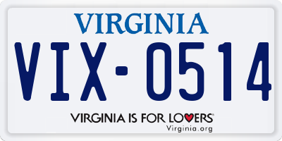VA license plate VIX0514