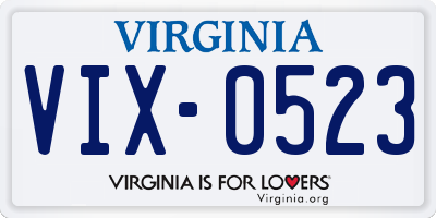 VA license plate VIX0523