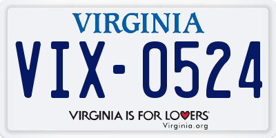 VA license plate VIX0524