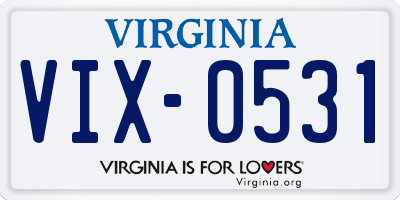 VA license plate VIX0531