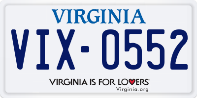 VA license plate VIX0552
