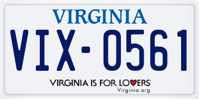 VA license plate VIX0561