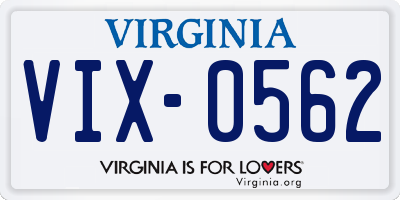 VA license plate VIX0562