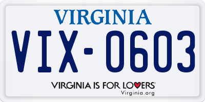 VA license plate VIX0603