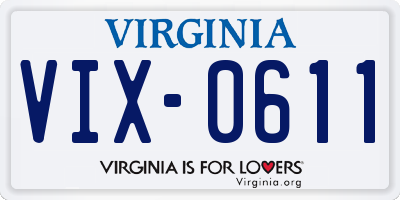 VA license plate VIX0611
