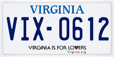 VA license plate VIX0612