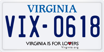 VA license plate VIX0618
