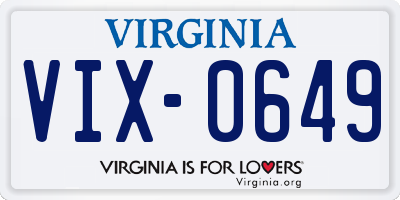 VA license plate VIX0649