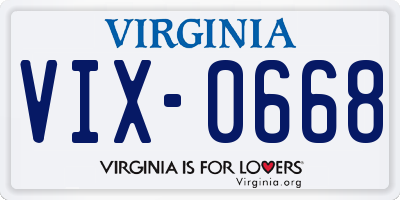 VA license plate VIX0668