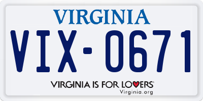 VA license plate VIX0671