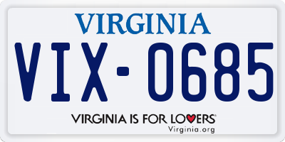 VA license plate VIX0685