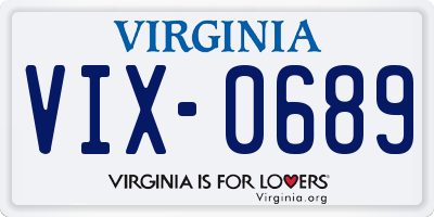 VA license plate VIX0689