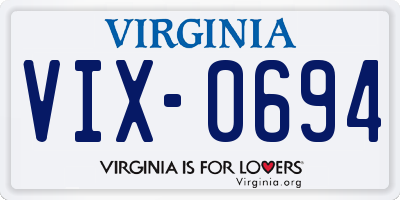 VA license plate VIX0694