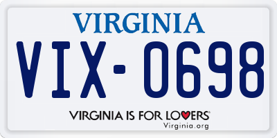 VA license plate VIX0698