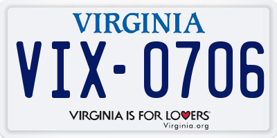 VA license plate VIX0706