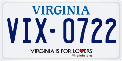 VA license plate VIX0722