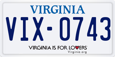 VA license plate VIX0743