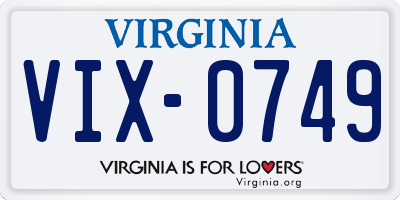 VA license plate VIX0749