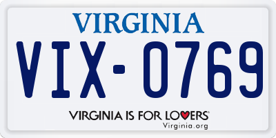 VA license plate VIX0769