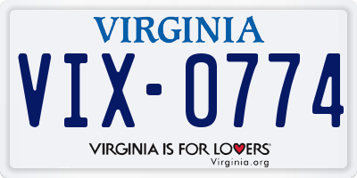 VA license plate VIX0774