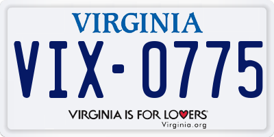VA license plate VIX0775