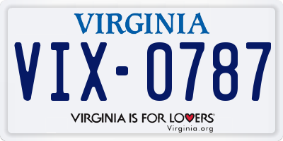 VA license plate VIX0787