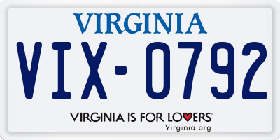VA license plate VIX0792