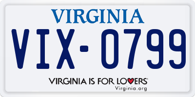 VA license plate VIX0799