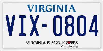 VA license plate VIX0804