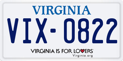 VA license plate VIX0822