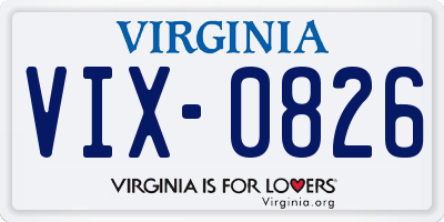 VA license plate VIX0826