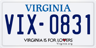 VA license plate VIX0831