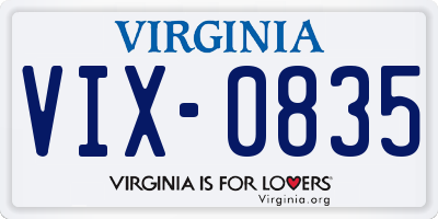 VA license plate VIX0835
