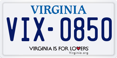 VA license plate VIX0850
