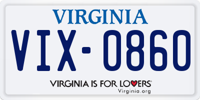 VA license plate VIX0860