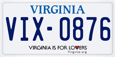 VA license plate VIX0876