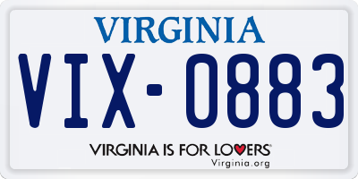 VA license plate VIX0883