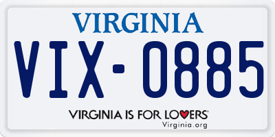 VA license plate VIX0885
