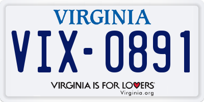 VA license plate VIX0891