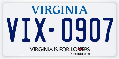 VA license plate VIX0907