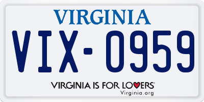 VA license plate VIX0959
