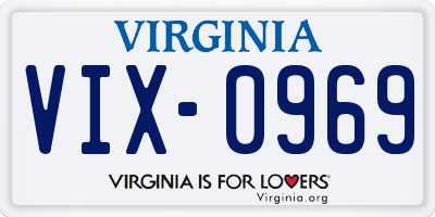VA license plate VIX0969