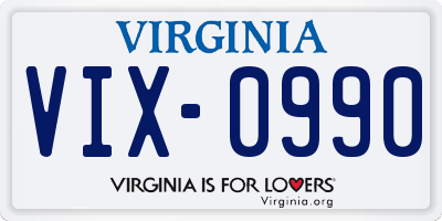 VA license plate VIX0990