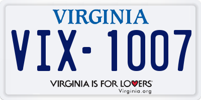 VA license plate VIX1007