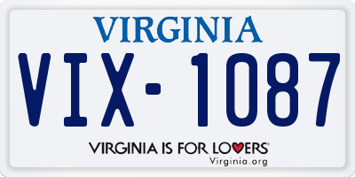 VA license plate VIX1087