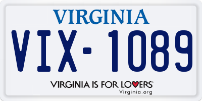 VA license plate VIX1089
